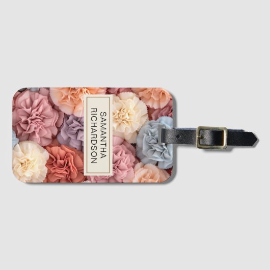Roze gepersonaliseerde bloem bagagelabel (Voorkant (horizontaal))