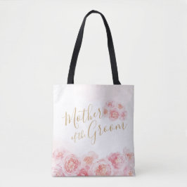 Roze gepersonaliseerde bloemen moeder van de bruid tote bag