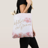 Roze gepersonaliseerde bloemen moeder van de bruid tote bag (Dichtbij)