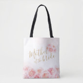 Roze gepersonaliseerde bloemen moeder van de bruid tote bag (Voorkant)