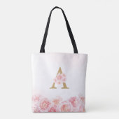 Roze gepersonaliseerde bloemen moeder van de bruid tote bag (Achterkant)