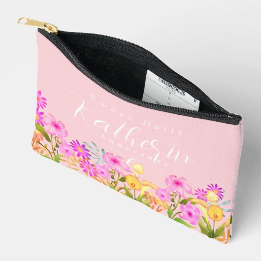 Roze gepersonaliseerde bloementuin etui (Open)