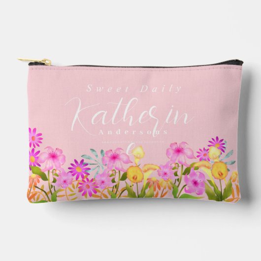 Roze gepersonaliseerde bloementuin etui (Voorkant)