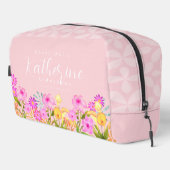 Roze gepersonaliseerde bloementuin toilettasje (Rechterhoek)