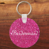 Roze gepersonaliseerde bridesmaid sleutelhanger (Voorkant)