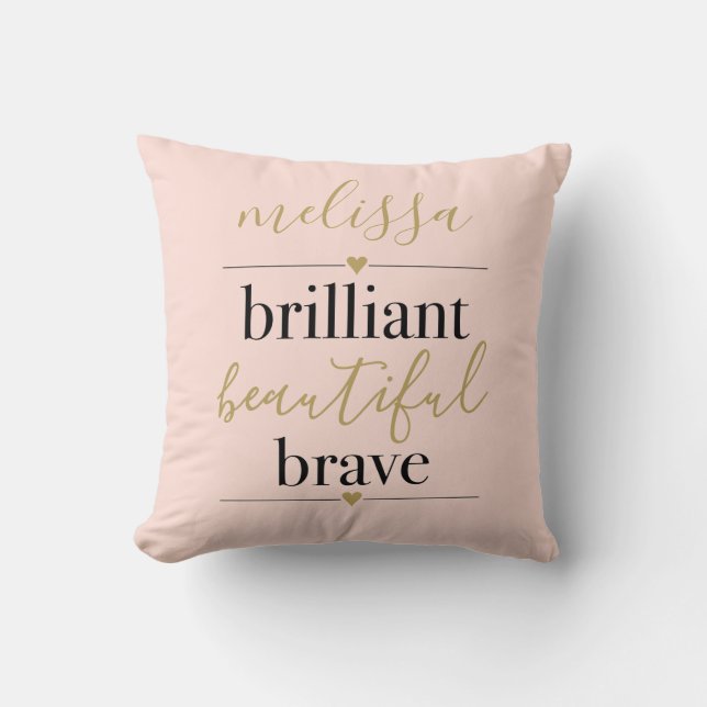 Roze Gepersonaliseerde Briljante Mooi Dapper Kussen (Voorkant)