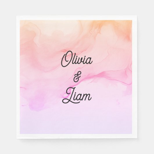 Roze gepersonaliseerde bruiloft servetten (Voorkant)