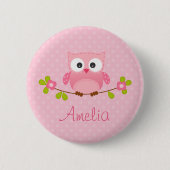 Roze gepersonaliseerde Button (Cute) (Voorkant)