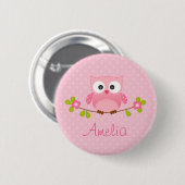 Roze gepersonaliseerde Button (Cute) (Voorkant /achterkant)