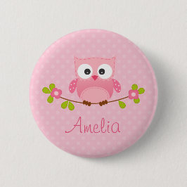 Roze gepersonaliseerde Button (Cute)