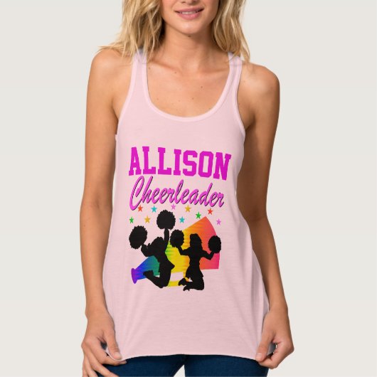  ROZE GEPERSONALISEERDE CHEERLEADER TANKTOP (Voorkant)