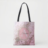 Roze Gepersonaliseerde Chic Confetti Glitter Tote Bag (Voorkant)