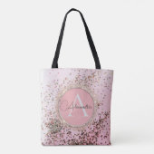 Roze Gepersonaliseerde Chic Confetti Glitter Tote Bag (Achterkant)
