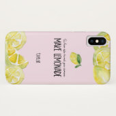 Roze gepersonaliseerde citroenen waterverf Quote Case-Mate iPhone Case (Achterkant (horizontaal))