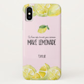 Roze gepersonaliseerde citroenen waterverf Quote Case-Mate iPhone Case (Achterkant)