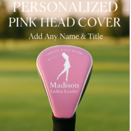 Roze gepersonaliseerde dames clubnaam golfheadcover