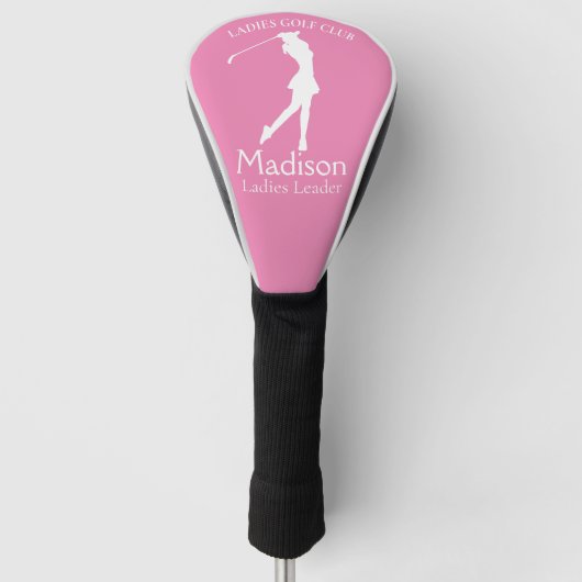 Roze gepersonaliseerde dames clubnaam golfheadcover (Voorkant)