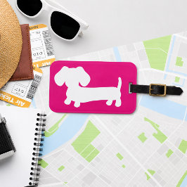 Roze gepersonaliseerde Daschund bagagelabel
