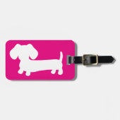 Roze gepersonaliseerde Daschund bagagelabel  (Voorkant horizontaal)