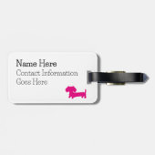 Roze gepersonaliseerde Daschund bagagelabel  (Achterkant horizontaal)