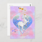 Roze gepersonaliseerde eenhoorn prinses Briefkaart (Voorkant / Achterkant)