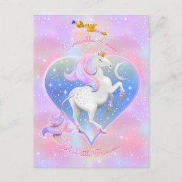 Roze gepersonaliseerde eenhoorn prinses Briefkaart