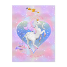 Roze gepersonaliseerde eenhoorn prinses Briefkaart