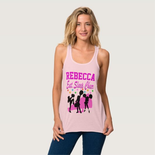 ROZE GEPERSONALISEERDE EET, SLAAP CHEER TANKTOP (Volledige Voorkant)