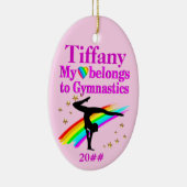 ROZE GEPERSONALISEERDE EN GEDATEERDE GYMNAST ORNAM KERAMISCH ORNAMENT (Rechts)