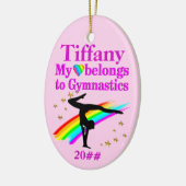 ROZE GEPERSONALISEERDE EN GEDATEERDE GYMNAST ORNAM KERAMISCH ORNAMENT (Links)