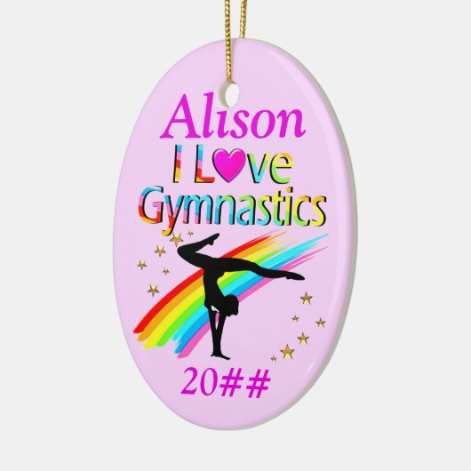 ROZE GEPERSONALISEERDE EN GEDATEERDE GYMNASTIEK OR KERAMISCH ORNAMENT (Links)