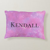 Roze, gepersonaliseerde Fantasy Princess Girly Accent Kussen (Achterkant)