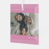 Roze gepersonaliseerde foto Kerstmis Glas Ornament (Voorkant links)