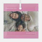 Roze gepersonaliseerde foto Kerstmis Glas Ornament (Voorkant)