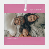 Roze gepersonaliseerde foto Kerstmis Glas Ornament (Achterkant)