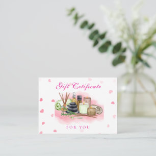 Roze gepersonaliseerde foto Spa/Salon cadeaubon Notitiekaartje