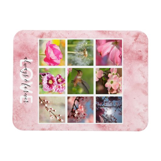 Roze Gepersonaliseerde Foto's Liefde Magneet (Horizontaal)