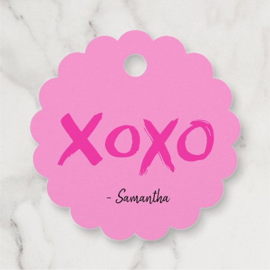 Roze Gepersonaliseerde Galentine's Day xoxo valent Bedankjes Labels (Achterkant)