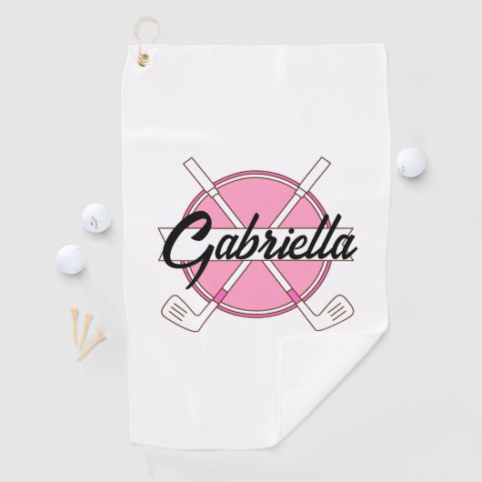 Roze gepersonaliseerde golf monogram golfhanddoek (Insitu)