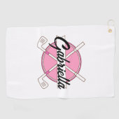 Roze gepersonaliseerde golf monogram golfhanddoek (Horizontaal)