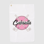 Roze gepersonaliseerde golf monogram golfhanddoek (Voorkant)