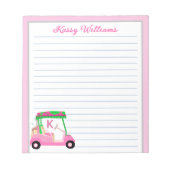 Roze Gepersonaliseerde Golf Winkelwagen Naam Lined Notitieblok (Voorkant)