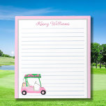 Roze Gepersonaliseerde Golf Winkelwagen Naam Lined Notitieblok<br><div class="desc">Een charmante unieke golfkar — roze en groen — smaakvol uitgevoerd — klaar om de baan te runnen — het notitieblok. Dit is een geweldig cadeau voor alle golfliefhebbers - leuk / aantrekkelijk / uniek. Personaliseer het met je/haar naam. Als u ontwerpvragen of een speciaal verzoek hebt, stuur dan een...</div>