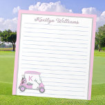 Roze Gepersonaliseerde Golf Winkelwagen Naam Lined Notitieblok<br><div class="desc">Een charmante unieke golfkar - roze en grijs - smaakvol gedaan - klaar om de baan te runnen - het notitieblok. Dit is een geweldig cadeau voor alle golfliefhebbers - leuk / aantrekkelijk / uniek. Personaliseer het met uw/haar naam. Als u ontwerpvragen of een speciaal verzoek heeft, stuur dan een...</div>