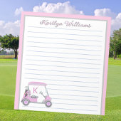 Roze Gepersonaliseerde Golf Winkelwagen Naam Lined Notitieblok