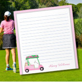 Roze Gepersonaliseerde Golf Winkelwagen Naam Lined Notitieblok