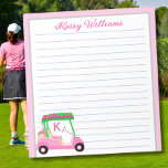 Roze Gepersonaliseerde Golf Winkelwagen Naam Lined Notitieblok<br><div class="desc">Een charmante unieke golfkar - heet roze en groen - smaakvol gedaan - klaar om de baan te runnen - het notitieblok. Dit is een geweldig cadeau voor alle golfliefhebbers - leuk / aantrekkelijk / uniek. Personaliseer het met uw/haar naam. Als u ontwerpvragen of een speciaal verzoek heeft, stuur dan...</div>