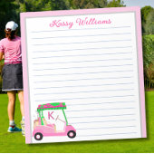 Roze Gepersonaliseerde Golf Winkelwagen Naam Lined Notitieblok
