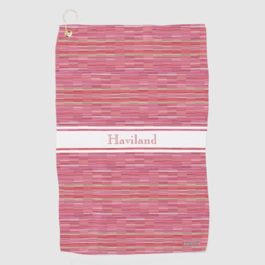 Roze gepersonaliseerde golfhanddoek HAMbWG (Voorkant)