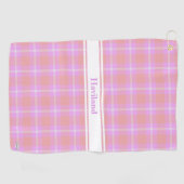 Roze, gepersonaliseerde Golfhanddoek HAMbWG (Horizontaal)
